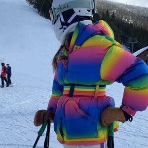 Perfect Moment Rainbow Multicolor Down Ski Jacket w/ Belt